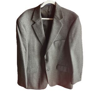 Stafford 42s Gray Herringbone 100% Wool Tweed Mens Blazer Suit Jacket Sport Coat